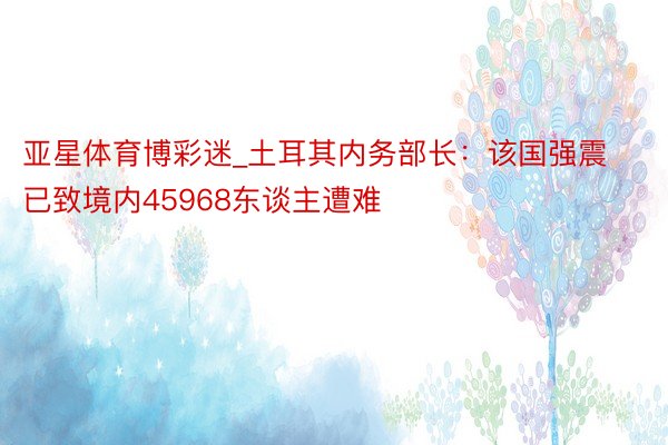 亚星体育博彩迷_土耳其内务部长：该国强震已致境内45968东谈主遭难