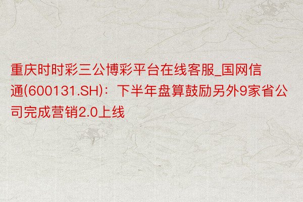 重庆时时彩三公博彩平台在线客服_国网信通(600131.SH